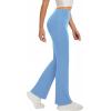 imageWomens Flare Yoga Pants High Waisted Flared Leggings Bootcut Workout Bell Bottoms Leggings Tummy ControlLight Blue