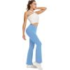imageWomens Flare Yoga Pants High Waisted Flared Leggings Bootcut Workout Bell Bottoms Leggings Tummy ControlLight Blue