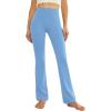 imageWomens Flare Yoga Pants High Waisted Flared Leggings Bootcut Workout Bell Bottoms Leggings Tummy ControlLight Blue