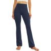 imageWomens Flare Yoga Pants High Waisted Flared Leggings Bootcut Workout Bell Bottoms Leggings Tummy ControlNavy Blue