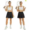 imageWomens Pleated Tennis Skirts with Pocket Shorts High Waisted Skorts Lightweight Golf Skirt Flowy Athletic SkortBlack