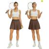 imageWomens Pleated Tennis Skirts with Pocket Shorts High Waisted Skorts Lightweight Golf Skirt Flowy Athletic SkortBrown
