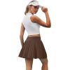 imageWomens Pleated Tennis Skirts with Pocket Shorts High Waisted Skorts Lightweight Golf Skirt Flowy Athletic SkortBrown