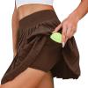 imageWomens Pleated Tennis Skirts with Pocket Shorts High Waisted Skorts Lightweight Golf Skirt Flowy Athletic SkortBrown