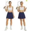 imageWomens Pleated Tennis Skirts with Pocket Shorts High Waisted Skorts Lightweight Golf Skirt Flowy Athletic SkortNavy Blue