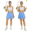 imageWomens Pleated Tennis Skirts with Pocket Shorts High Waisted Skorts Lightweight Golf Skirt Flowy Athletic SkortSky Blue
