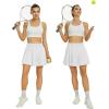 imageWomens Pleated Tennis Skirts with Pocket Shorts High Waisted Skorts Lightweight Golf Skirt Flowy Athletic SkortWhite