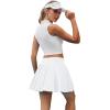 imageWomens Pleated Tennis Skirts with Pocket Shorts High Waisted Skorts Lightweight Golf Skirt Flowy Athletic SkortWhite