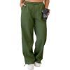 imageWomens Quick Dry Hiking Pants Lightweight Cargo Pants UPF50 High Waisted Travel Work Wide Leg Pants with PocketsArmy Green