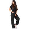 imageWomens Quick Dry Hiking Pants Lightweight Cargo Pants UPF50 High Waisted Travel Work Wide Leg Pants with PocketsBlack