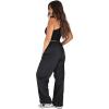 imageWomens Quick Dry Hiking Pants Lightweight Cargo Pants UPF50 High Waisted Travel Work Wide Leg Pants with PocketsBlack