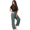 imageWomens Quick Dry Hiking Pants Lightweight Cargo Pants UPF50 High Waisted Travel Work Wide Leg Pants with PocketsDeep Grey