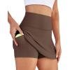imageWomens Skort Tennis Skirt with Pocket Shorts Mini Golf Skirts High Waisted Athletic Skorts Summer WorkoutBrown