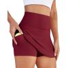 imageWomens Skort Tennis Skirt with Pocket Shorts Mini Golf Skirts High Waisted Athletic Skorts Summer WorkoutWine Red