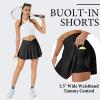 imageWomens Tennis Skirt with Pockets Shorts Crossover High Waisted Athletic Skorts Skirts for Golf Running WorkoutBlack