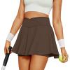 imageWomens Tennis Skirt with Pockets Shorts Crossover High Waisted Athletic Skorts Skirts for Golf Running WorkoutBrown