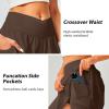 imageWomens Tennis Skirt with Pockets Shorts Crossover High Waisted Athletic Skorts Skirts for Golf Running WorkoutBrown