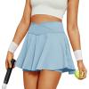 imageWomens Tennis Skirt with Pockets Shorts Crossover High Waisted Athletic Skorts Skirts for Golf Running WorkoutLight Blue