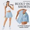 imageWomens Tennis Skirt with Pockets Shorts Crossover High Waisted Athletic Skorts Skirts for Golf Running WorkoutLight Blue