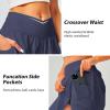 imageWomens Tennis Skirt with Pockets Shorts Crossover High Waisted Athletic Skorts Skirts for Golf Running WorkoutNavy Blue