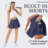 imageWomens Tennis Skirt with Pockets Shorts Crossover High Waisted Athletic Skorts Skirts for Golf Running WorkoutNavy Blue