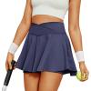 imageWomens Tennis Skirt with Pockets Shorts Crossover High Waisted Athletic Skorts Skirts for Golf Running WorkoutNavy Blue