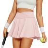 imageWomens Tennis Skirt with Pockets Shorts Crossover High Waisted Athletic Skorts Skirts for Golf Running WorkoutPink