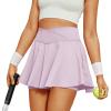 imageWomens Tennis Skirt with Pockets Shorts Crossover High Waisted Athletic Skorts Skirts for Golf Running WorkoutPurple