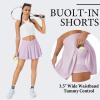 imageWomens Tennis Skirt with Pockets Shorts Crossover High Waisted Athletic Skorts Skirts for Golf Running WorkoutPurple
