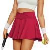 imageWomens Tennis Skirt with Pockets Shorts Crossover High Waisted Athletic Skorts Skirts for Golf Running WorkoutRed