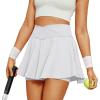 imageWomens Tennis Skirt with Pockets Shorts Crossover High Waisted Athletic Skorts Skirts for Golf Running WorkoutWhite
