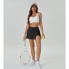 imageWomens Tennis Skirt with Pockets Shorts Crossover High Waisted Athletic Skorts Skirts for Golf Running WorkoutZ4blacksplit
