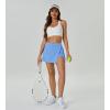 imageWomens Tennis Skirt with Pockets Shorts Crossover High Waisted Athletic Skorts Skirts for Golf Running WorkoutZ4sky Bluesplit