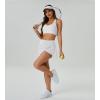 imageWomens Tennis Skirt with Pockets Shorts Crossover High Waisted Athletic Skorts Skirts for Golf Running WorkoutZ4whitesplit