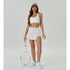 imageWomens Tennis Skirt with Pockets Shorts Crossover High Waisted Athletic Skorts Skirts for Golf Running WorkoutZ4whitesplit