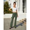 imageWomens Work Pants Business Casual Pants High Waisted Yoga Flare Leggings with Pockets Dress Slacks Tummy ControlArmy Green