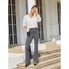 imageWomens Work Pants Business Casual Pants High Waisted Yoga Flare Leggings with Pockets Dress Slacks Tummy ControlDark Gery