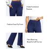 imageWomens Work Pants Business Casual Pants High Waisted Yoga Flare Leggings with Pockets Dress Slacks Tummy ControlNavy