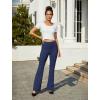 imageWomens Work Pants Business Casual Pants High Waisted Yoga Flare Leggings with Pockets Dress Slacks Tummy ControlNavy
