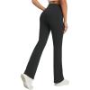 imageWomens Yoga Pants with Pockets No Front Seam Crossover High Waisted Flare Leggings Tummy Control Bootcut PantsBlack
