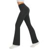 imageWomens Yoga Pants with Pockets No Front Seam Crossover High Waisted Flare Leggings Tummy Control Bootcut PantsBlack