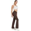 imageWomens Yoga Pants with Pockets No Front Seam Crossover High Waisted Flare Leggings Tummy Control Bootcut PantsBrown