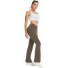 imageWomens Yoga Pants with Pockets No Front Seam Crossover High Waisted Flare Leggings Tummy Control Bootcut PantsBrown