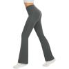 imageWomens Yoga Pants with Pockets No Front Seam Crossover High Waisted Flare Leggings Tummy Control Bootcut PantsDeep Grey