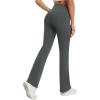 imageWomens Yoga Pants with Pockets No Front Seam Crossover High Waisted Flare Leggings Tummy Control Bootcut PantsDeep Grey