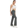 imageWomens Yoga Pants with Pockets No Front Seam Crossover High Waisted Flare Leggings Tummy Control Bootcut PantsDeep Grey