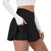 imageTennis Skirt for Women with Pockets Shorts Crossover High Waisted Athletic Golf Skorts Running Workout Skirts 2 in 1Black