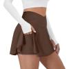 imageTennis Skirt for Women with Pockets Shorts Crossover High Waisted Athletic Golf Skorts Running Workout Skirts 2 in 1Brown