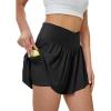 imageWomens Athletic Running Shorts with Pockets Crossover Butterfly Flowy Shorts Cute Summer SkortsBlack