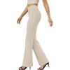 imageWomens Bootcut Dress Pants Business Casual Work Pants with Pockets High Waist Stretchy Trousers Pull On Office SlacksLight Khaki